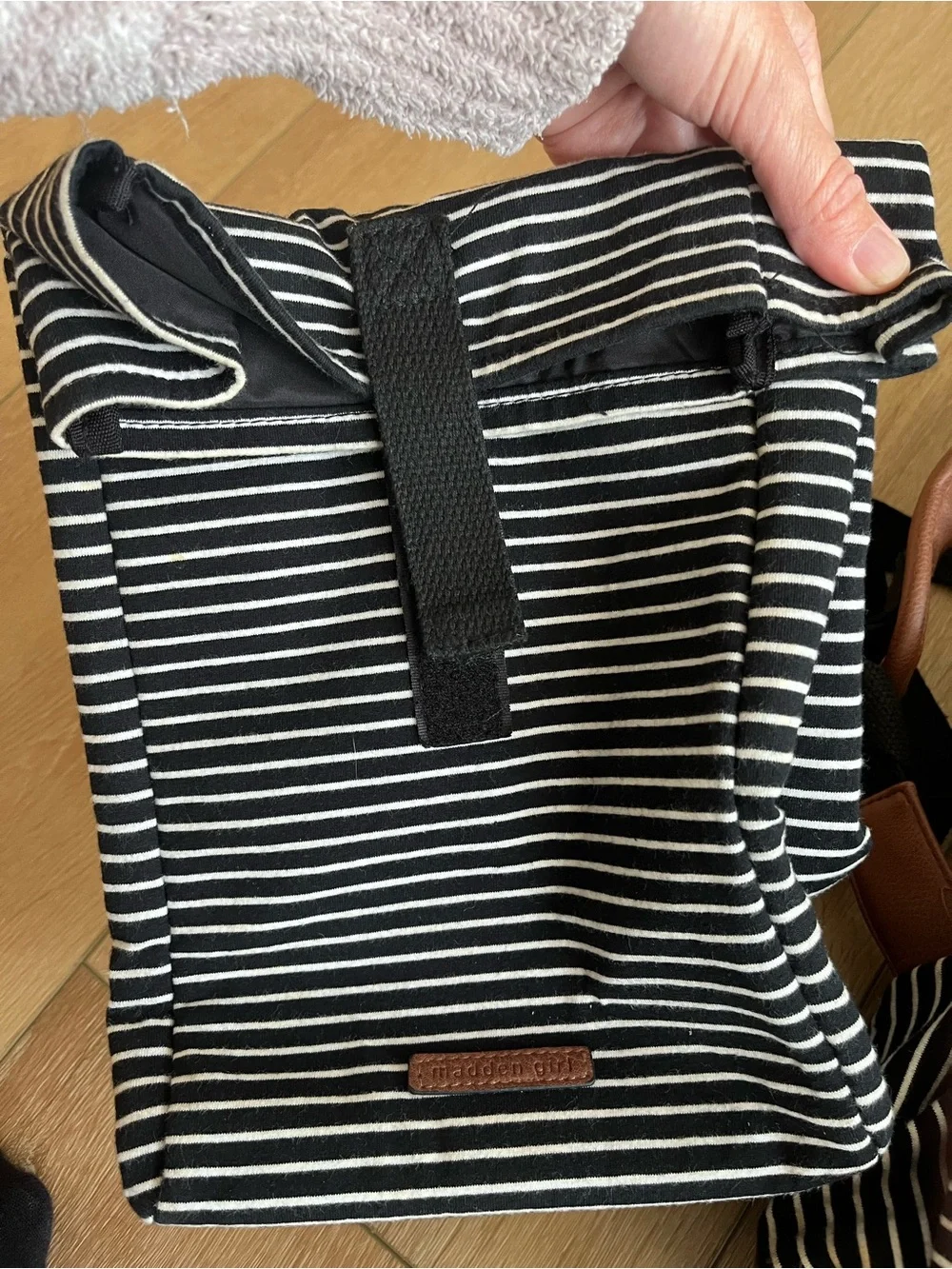 Madden Girl Black and White Striped Kids Backpack Set